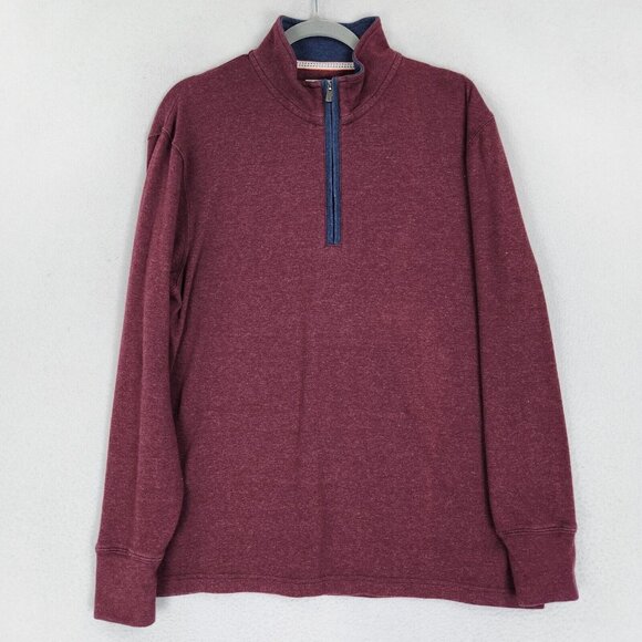 The Normal Brand Sweater Mens Large Burgundy Quarter Zip Lightweight Pullover - Picture 1 of 13